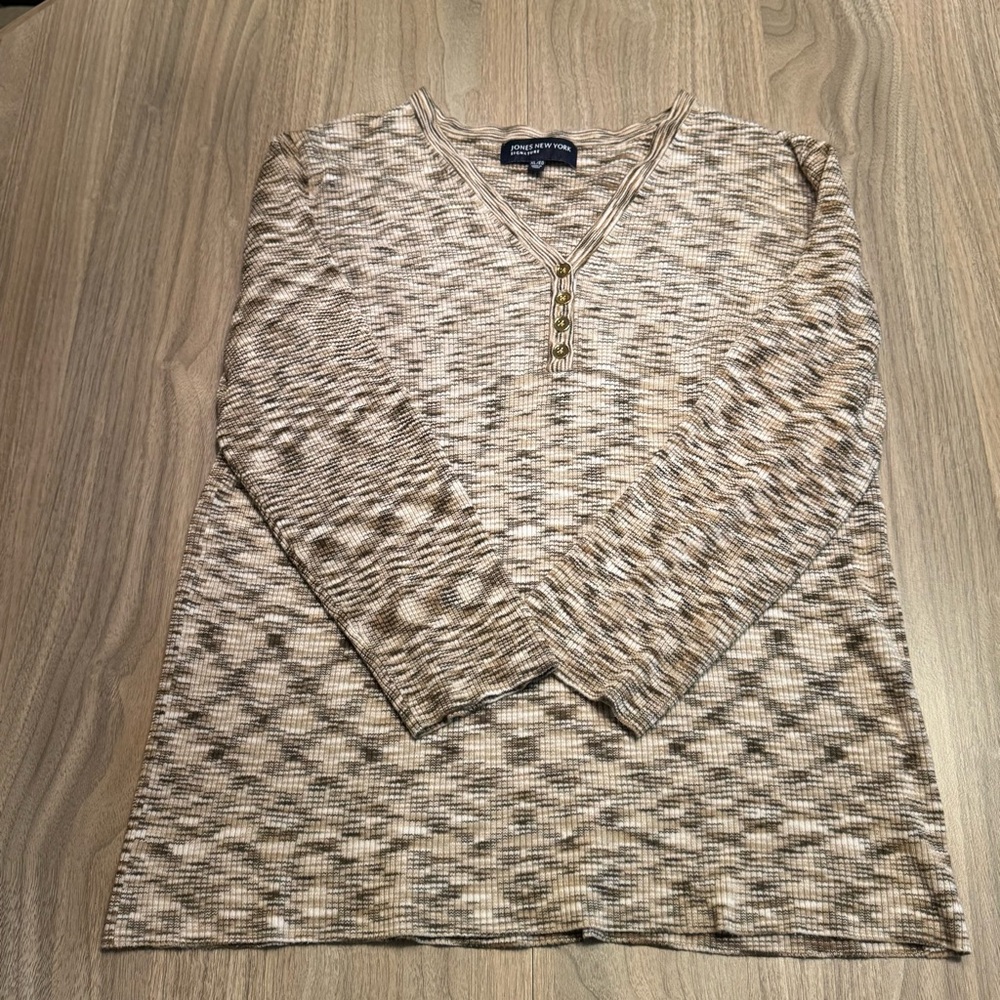 Jones New York Brown/  Tan Zebra Striped Top